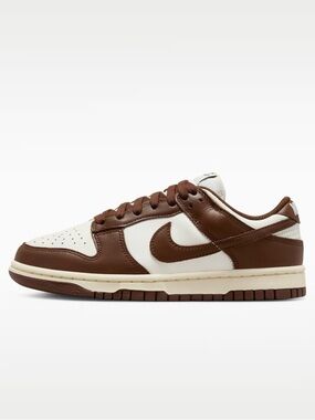 Nike Dunk Low Sneaker Women's Size 9.5 Shoes White and Brown Comfort NEW